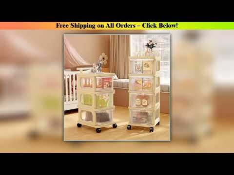 Multi-Tier Transparent Snack Trolley Storage Shelf Movable Utility Cart Snack Toy Organizer