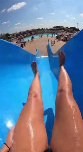 POV: When the water slide ends too soon! 🌊😂 #watersliderail #fail #summerfun #waterpark #wipeout