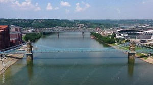 aerial Cincinnati skyline views