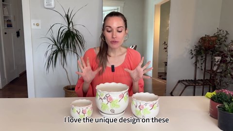 Ceramic Plant Pots with Drainage Holes and Saucers, Round Flower Pots for Indoor Plant, 3.9/5.2/6.7 Inches Small Flower Planters Set of 3