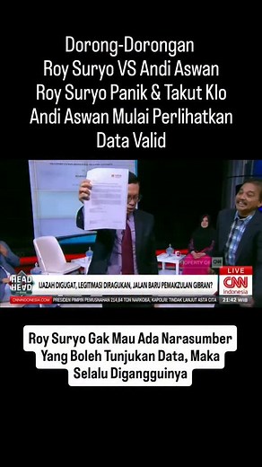 5.7K views · 10K reactions | Dorong-Dorongan antara Roy Suryo VS Andi Aswan. Roy Suryo Panik & Takut Klo Andi Aswan Mulai Perlihatkan Data Valid Roy Suryo Gak Mau Ada Narasumber Yang Boleh Tunjukan Data, Maka Selalu Digangguinya #ijazahgibran #jokowiselaludihati❤ #roysuryogoblok #sorotan #fypppppppppppppppppppppppppppppppppppppppppppppppppppppppppppppppppppppp #reelfb | Tom JI Pro | Facebook
