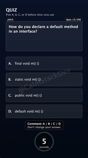 Quiz - 013 | How do you declare a default method in an interface? | #shorts #java #quiz