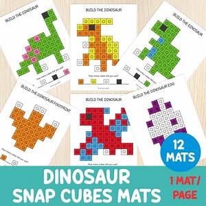 Dinosaur Snap Cubes Mats - Preschool & Kindergarten Educational Game - Fine Motor - Math Centers - Counting - Hands-on Activity - Worksheets - Etsy