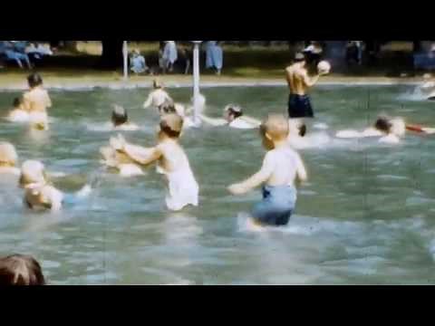 1950's Swimming Park Vintage 8mm Film Boys & Girls Swim Fountain Kids Splash