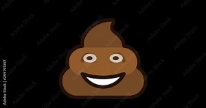 Cute Poop Emoji reaction, icon animation on black background