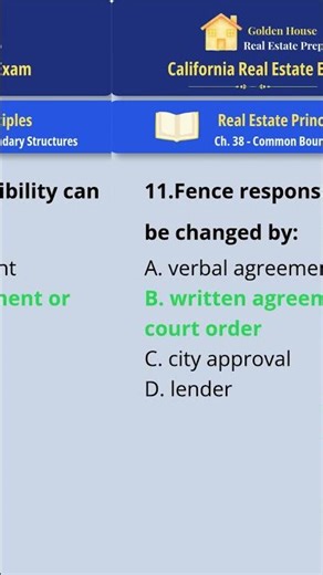 Ch38 Q11 - Common Boundary Structures | CA Real Estate Principles #quiz #exam #californiarealestate