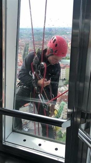 PRAGUE Tower Window Washers - 300 Feet (93 meters) Up!!