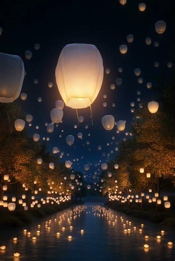Chinese White Sky Lantern Trail