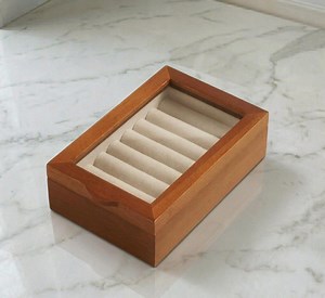 Wooden Ring and Earring Box With Glass Lid, Jewelry Organizer Case, Small Velvet Jewelry Display, Jewelry Storage Box - Etsy