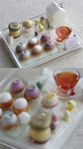 ミニチュア イースター レモンケーキ #ミニチュア #イースター #フェイクスイーツ #粘土 #春 #レモンケーキ #miniature #easter #clayart #shorts