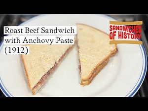 Roast Beef Sandwich with Anchovy Paste (1912) on Sandwiches of History⁣