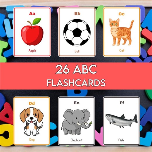 26 ABC Flashcards Printable Alphabet Cards for Kids Preschool Kindergarten Classroom Homeschool Early Learning - Etsy