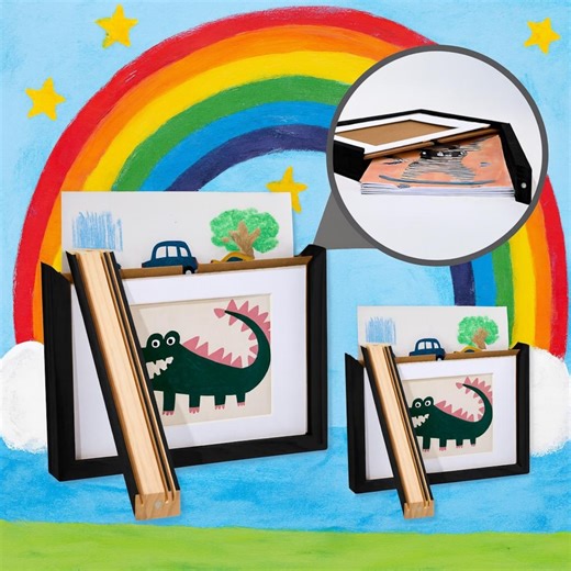 2 Set of Real Wood Kids Art Frame: Magnetic Easy Open Memory Box - Etsy Canada