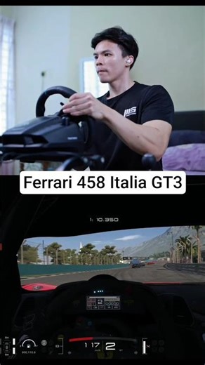The engine sound of Ferrari 458 Italia GT3 is just so smooth. #ferrari #granturismo7 #logitechg923