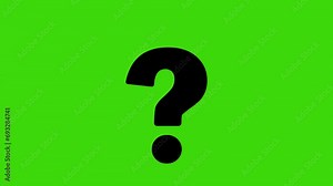 Animated Question mark icon. Question mark bouncing and jumping animation, cartoon, illustration, clip art, vector. Web symbol on green screen