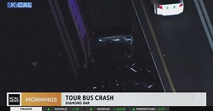 60 Freeway lanes reopen after tour bus, 2 cars collide in Diamond Bar