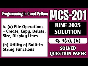 P8- 4(a), (b) | MCS201 June 25 Solution | MCS 201 Solved Question Paper | MCS201 Important Questions