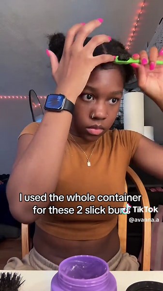 I used the whole container for these 2 slick buns | slick bun