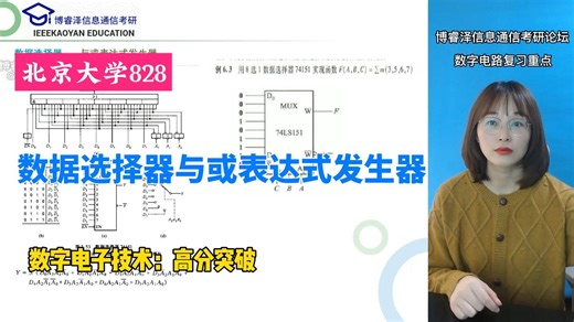 北京大学828电子信息基础考研北大，软微集成电路，数据选择器与或表达式发生器，真题，大纲，参考书，博睿泽信息通信考研Jenny。