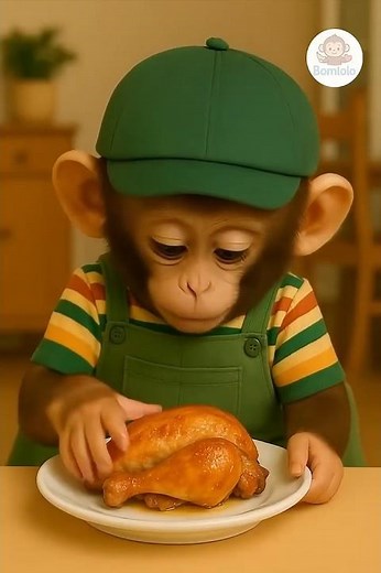 monkey eating chicken 😋