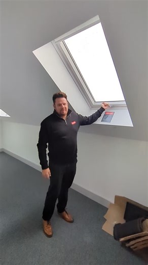 Stoneleaf Building Materials on Instagram: "How to clean your @velux Top Hung window from inside your home. Marc from VELUX is giving a product demonstration of the VELUX Top Hung roof window. We have all the VELUX finishes installed in our showroom, so you can choose from white-painted, maintenance-free uPVC or pine. Perfect example of how we can get hands-on in our product showroom. No appointments necessary, just pop in during normal office hours."