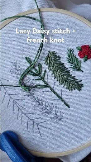 Lazy Daisy & French Knot ✨ | Christmas Tree Embroidery #embroidery #tutorial #diy #christmas #craft