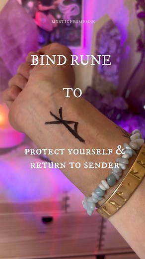 117K views · 158 reactions | Follow @mysticprimrose for more!  Powerful and easy protection spell from all things negative and nasty! ✨Bonus points: anyone sending you bad vibes will have them returned to them immediately! This bind rune is made up of both Algiz and Thurisaz. The are the Nordic runes for protection and defence. Draw it on your dominant wrist in black ink. ✨ Get a set of your own runes from my website, Link in bio ️#witchcraft | mysticprimrose | Facebook
