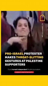 During a protest in London against the genocide in Gaza, Dorin Weinberger, a pro-Israel protester, was seen making throat-slitting gestures towards Palestine supporters. Fund honest independent Muslim journalism: http://support.islamchannel | Islam Channel