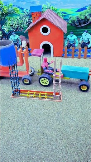 Diy Real Working Construction 😱| mini tractor making strong cement pillar with brick #diy #tractor