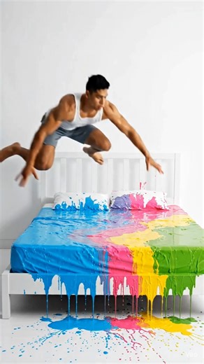 Paint Explosion Bed 🌈 Viral Video ll 🌈 Paint explosion ll 🌈 🔥 PAINT SPLASH BED#viralvid #reels
