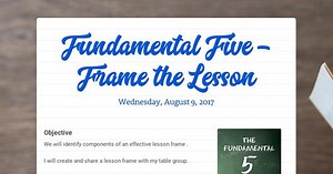 Fundamental Five - Frame the Lesson