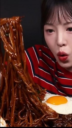 ASMR Korean Spicy Black Bean Noodles Mukbang 🔥🍜 #mukbang #eatingsounds