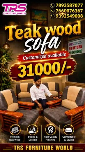 Teak Wood Sofa – Premium Collection ✨#trending #viral#guntur #teakwood #sofa