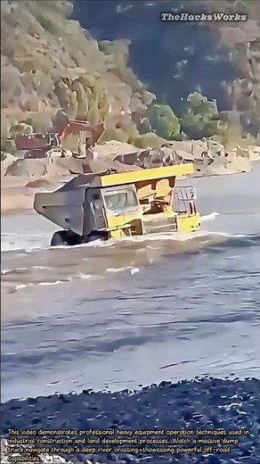 Massive Dump Truck Crossing Deep River #heavyequipment #machinery #dumptruck #mining #operator