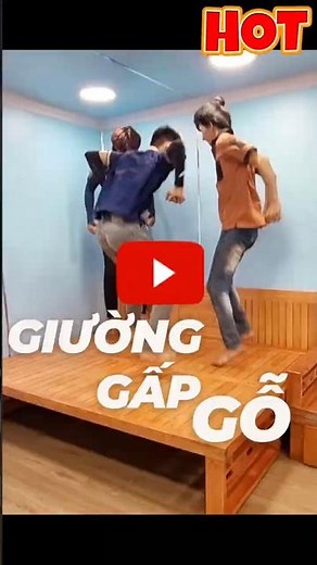 Giường Gấp - mẫu Giường Gấp Thông Minh gỗ xoan đào Đẹp - Giường tủ Đẹp