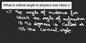 What is critical angle in physics icse class x... | Filo