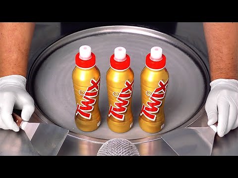 Challenge: Twix Drinks - how to turn Twix Milk Chocolate Caramel Drinks to Ice Cream Rolls | ASMR