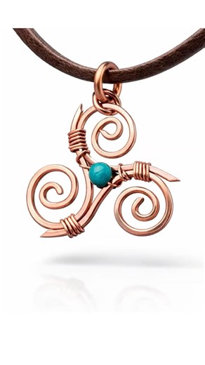 DIY Copper Wire Art Pendant with Turquoise ✨ So Simple!