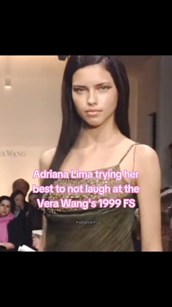 Adriana Lima trying her best to not laugh at the Vera Wang's 1999 fashion show 😭💔