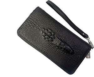 Genuine Leather Cool Long Wallets for Men Personalized Zip Around Wallet Checkbook Cash Credit Card Holder Wallet