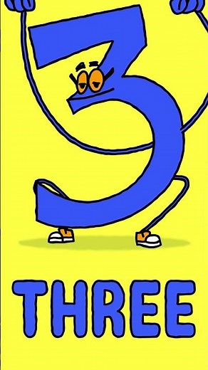 Learn the Number Three - number cartoon