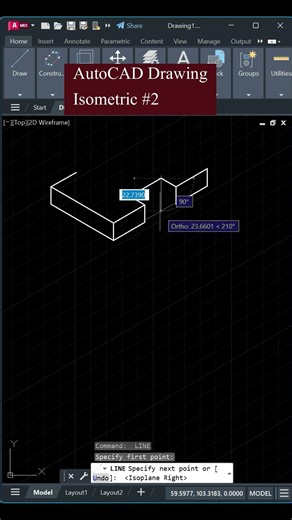 Isometric Drawing in AutoCAD | Easy Trick #shorts #autocad #isometricexercise