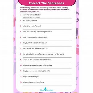 Correct The Grammatical Errors In The Sentences