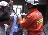 Painful moment man is impaled by a steel rod in the eye