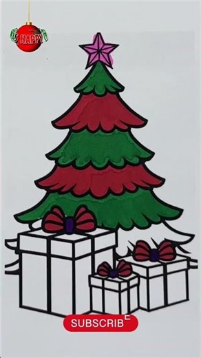 Relaxing Christmas tree coloring🎄So satisfying to watch #coloringkids #youtubeshorts