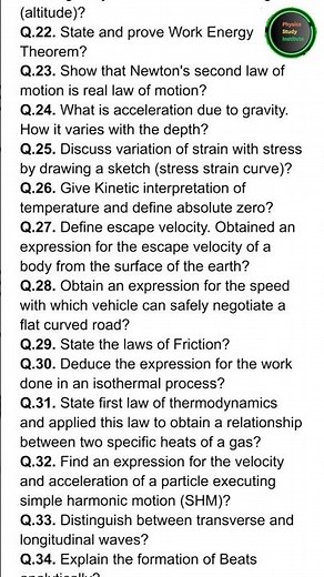 Class 11th Physics Most Important Questions for Final Paper 2026 #physics #shorts