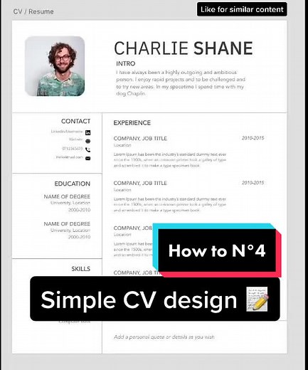 Simple CV design 📝 •••#uxdesign #designfacts #psychologyfacts #psychology #breakintotech #lomiux