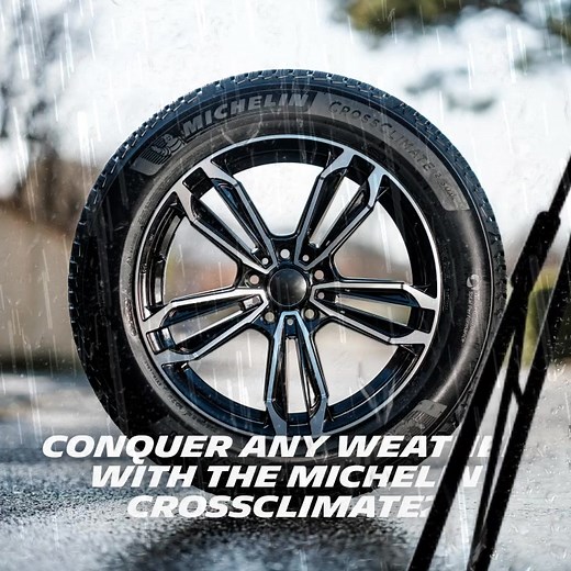Driving through the rain like it’s a vibe. 🌧️ Learn how Michelin CrossClimate2 tires can help: https://bit.ly/3Y57fuA | Michelin