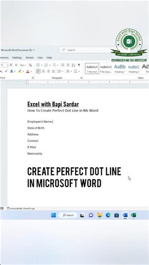 Create a perfect dot line in Microsoft Word in seconds! ✨