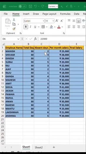 How to calculate an employee's salary in MS EXCEL 🙂